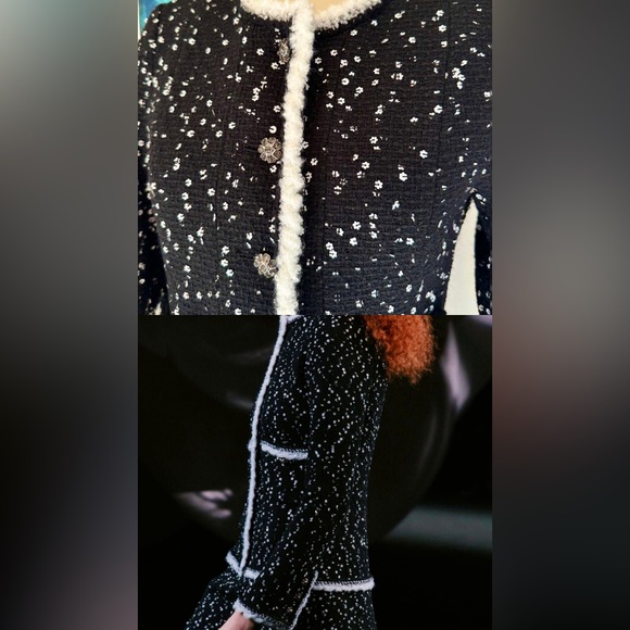 Chanel runway tweed embroidered sequin flower dress jacket - Picture 9 of 11